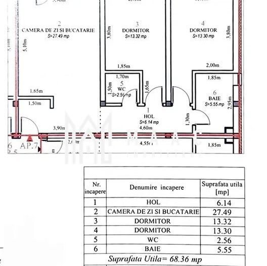 Apartament 3 camere | Etaj 1 | 68 MPU | Balcon | Selimbar - Poză 3