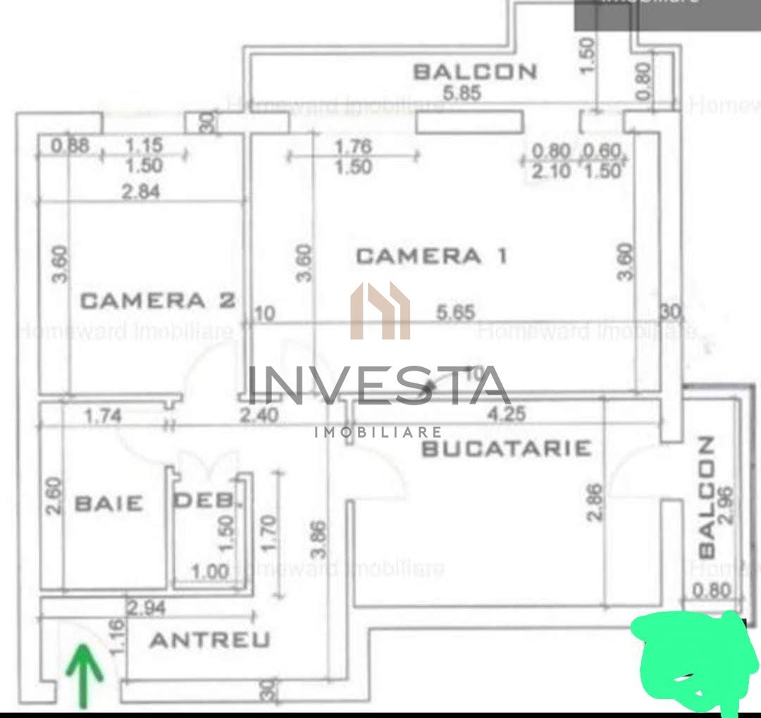 Apartament 2 camere decomandat vedere panoramica Observatorului - Schiță 12