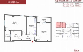 2 CAMERE - 58.5 mp, etaj 2, Militari langa METROU Pacii, BLOC NOU, COMISION 0% - Schiță 6