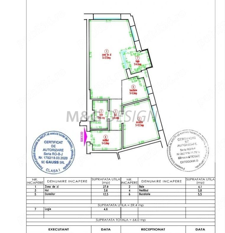 Apartament 2 camere Central amenajat lux - Schiță 6