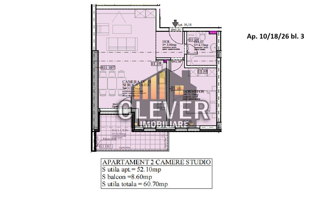 Studio 2 cam spatios 61 mp total, Comision 0% - zona Pallady - Schiță 14