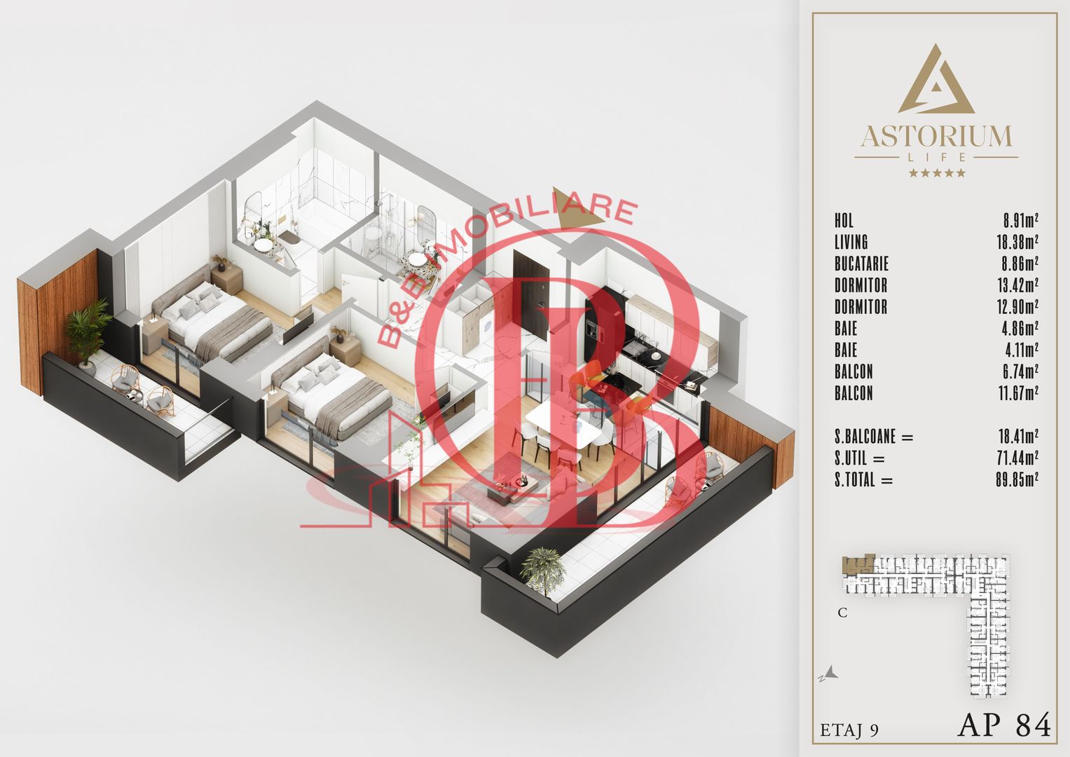 3 camere  Proiect Premium Titan Pallady - Schiță 5