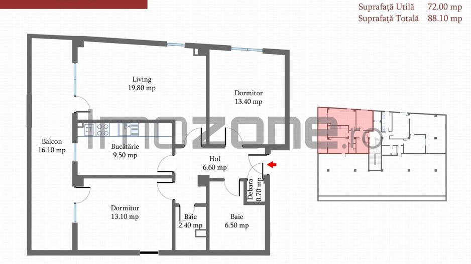 Ap 3 cam + Terasa, 88 mp, dec., etaj 3/4, Militari-Margelelor, NOU, COMISION 0% - Schiță 7