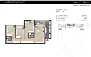 Apartament 4 camere 93,50 mp utili - Sector 1 Lacul Străulești - Schiță 28