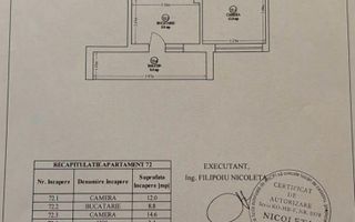 2 camere decomandat, mobilat și utilat complet | Etaj 9/11 - Schiță 8
