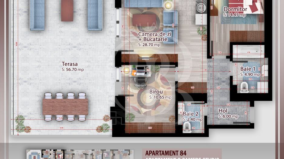 Apartament 3 camere cu terasa  Titan Pallady Metrou Nicolae Teclu - Schiță 2
