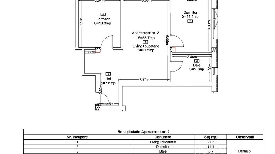 Apartament 3 Camere | Bloc Nou | Liziera Padurii | Terra, Floresti - Schiță 4