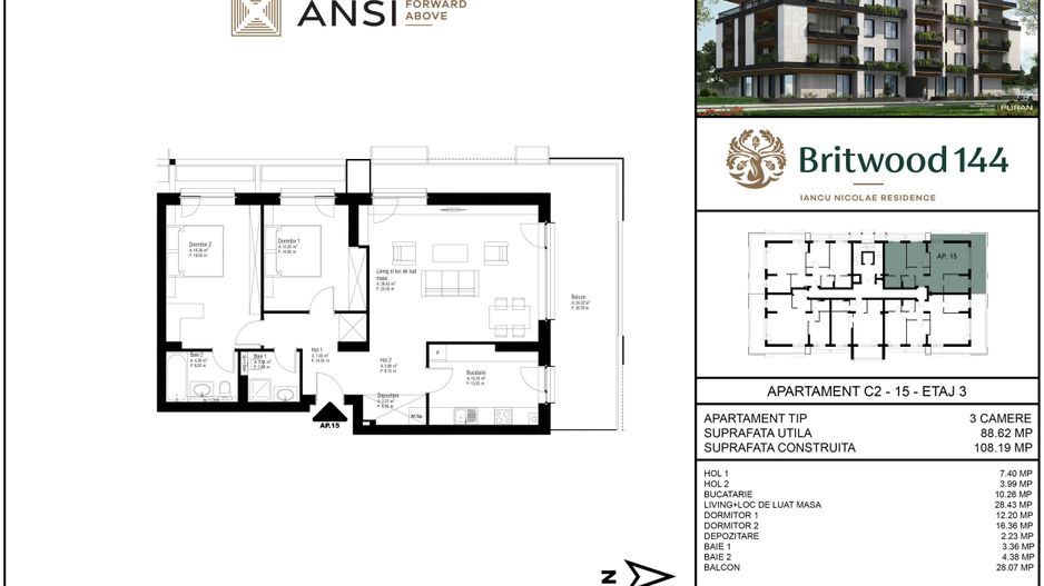 De vânzare apartament 3 camere – BRITWOOD 144, Iancu Nicolae - Poză 2