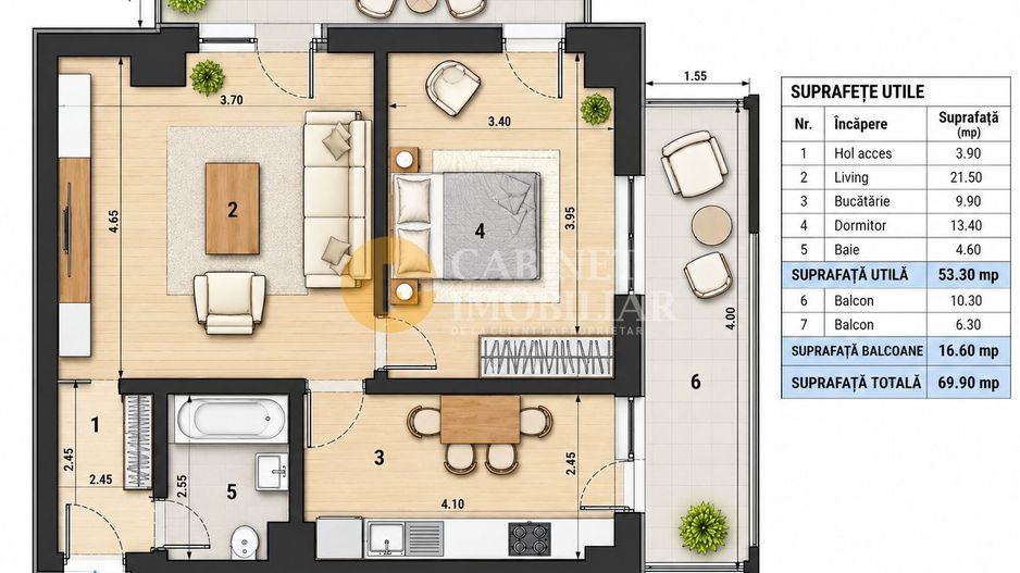 2 Camere PREMIUM - 70mp | Etaj 9/10 | View Superb | Bloc Nou 2025 CUG - Poză 13