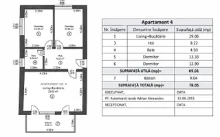 Apartament 3 camere | 69 mpu + balcon 9 mp | 2 parcări | Cartierul Arhitecților - Schiță 11