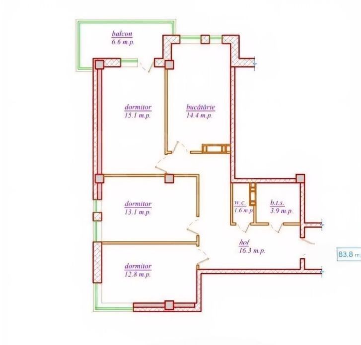 Vânzare, apartament, 3 camere, str. Nicolae Dimo, Durlești - Poză 1
