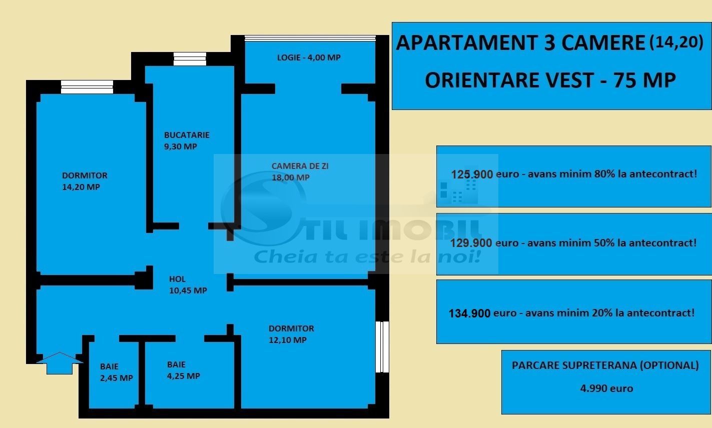Apartament 3 camere nou de vanzare in Iasi Valea Lupului, decomandat - Poză 2