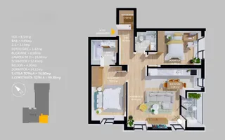 VANZARE APARTAMENT LA CHEIE | 3 CAMERE | 76MP | TERASA | PARCARE - Schiță 11