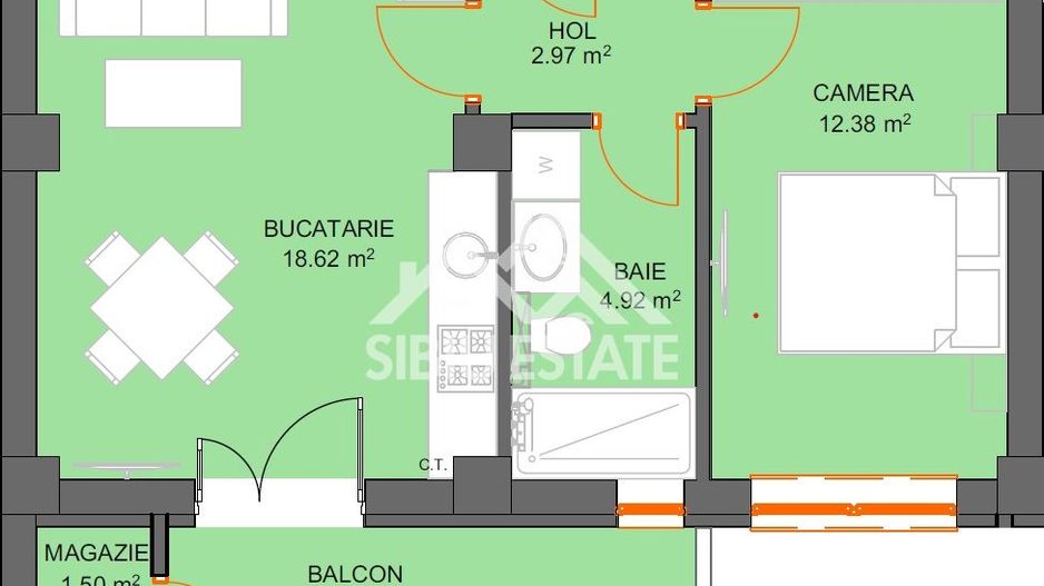 Apartament Doamna Stanca cu parcare si  vedere spre munte, Comision 0 - Schiță 11