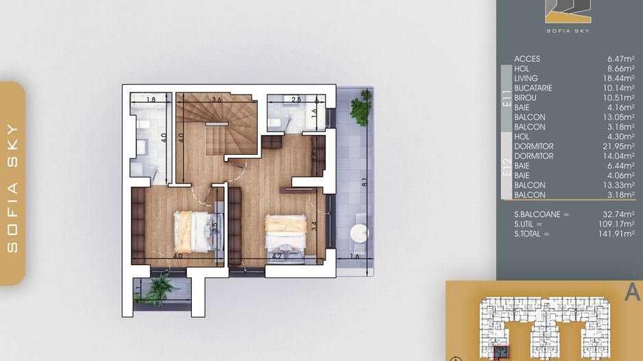 4 camere  duplex -  Titan Pallady  7 min Metrou N Teclu - Schiță 10