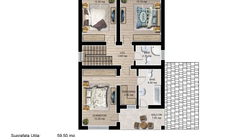 Casa individuala 4 camere 3 bai si garaj Cartier Izvor - Schiță 8