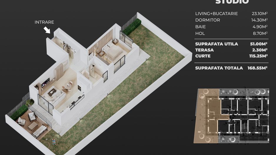 2cam.studio dec+curte+parcare, semicentral Popesti-Leordeni - Poză 2