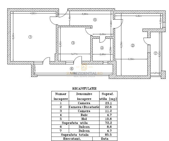 Apartament spatios cu 3 camere, 85,5 mp, 2 balcoane, Popesti-Leordeni - Schiță 8