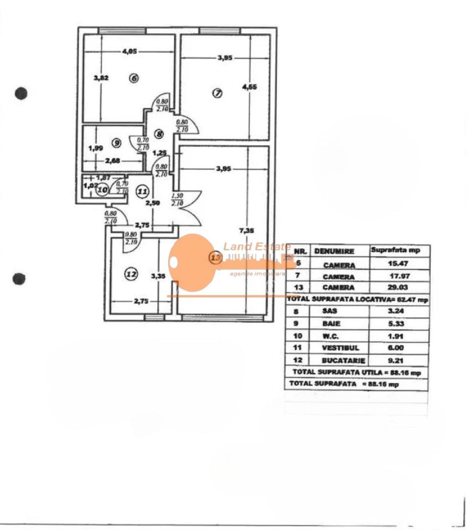 3 camere | 89 mp | Parcare proprie | Militari – Strada Orșova - Schiță 11