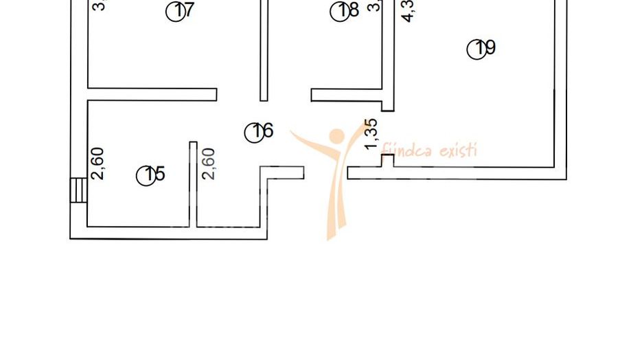 Apartament 2 camere + logie decomandat 62 mp Valea Adancă - Schiță 3