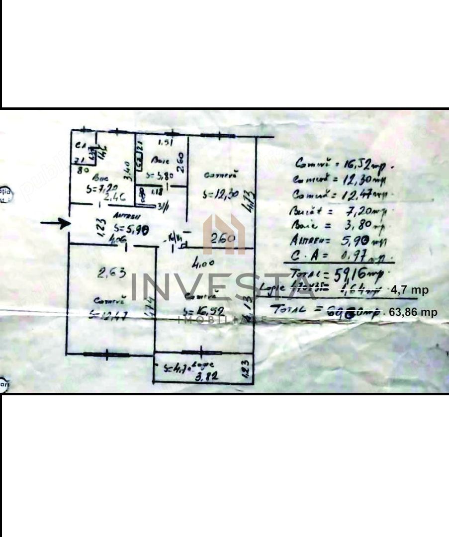 Apartament 3 camere decomandate, zona Interservisan! - Schiță 6