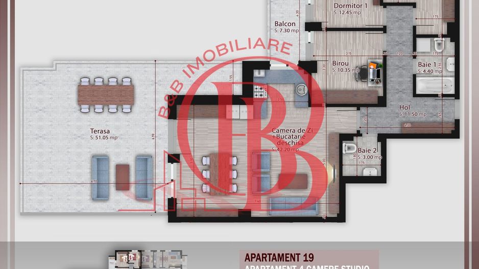 4 camere cu terasa  -proiect nou- Metrou Nicolae Teclu - Schiță 1