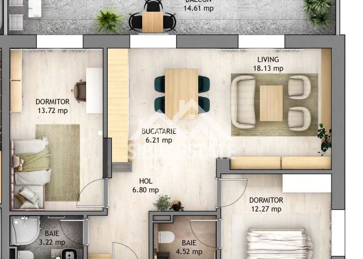 Apartament 3 Camere Finisat , Balcon, Parcare Inclusă,Doamna Stanca - Poză 5