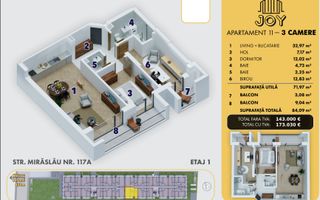 [JOY] Apartament cu 3 camere | 2 bai - 84 mp - Poză 7