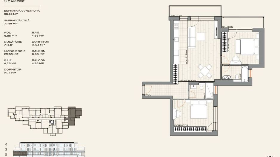 Apartament cu 3 camere de vânzare în Nord, Voluntari - Poză 2