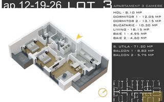3 camere -parcare inclusa - proiect nou -Pallady - Schiță 1