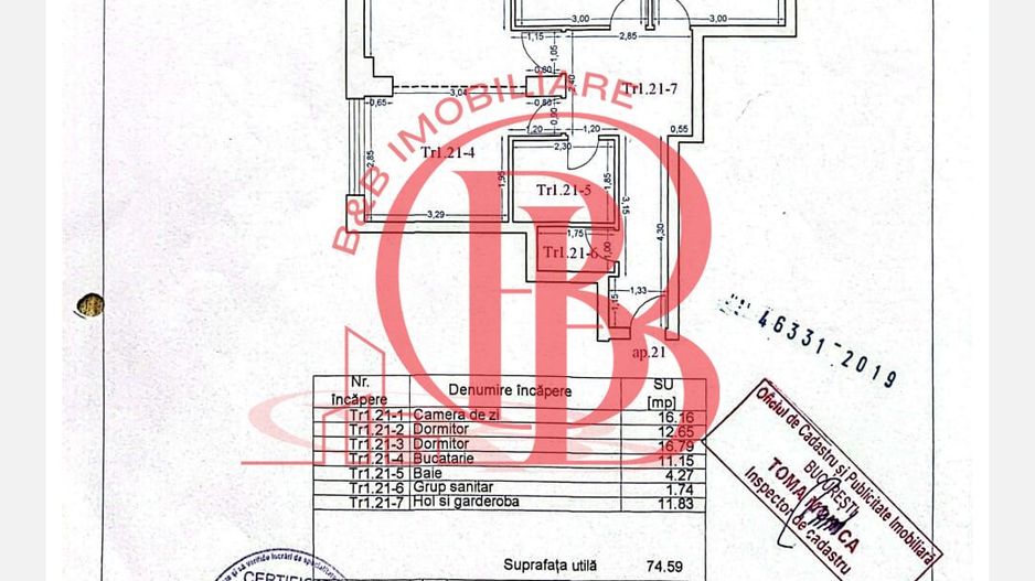 Apartament decomandat 3 camere Sector 3 Titan-Th. Pallady - Schiță 11