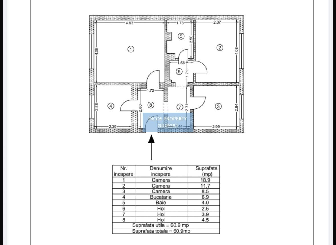 Apartament 3 camere, parter – Tineretului - Schiță 8