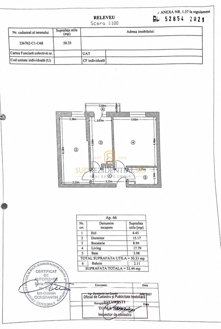 Apartament 2 camere decomandat | Zona Luica- Brâncoveanu-Grand Arena - Schiță 8