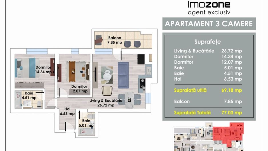 Metrou Pacii | Militari | 2 Camere | 55 mp Utili |  Balcon | Bucatarie Inchisa - Poză 19