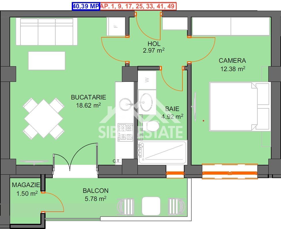 Apartament Doamna Stanca cu parcare si  vedere spre munte, Comision 0 - Schiță 11