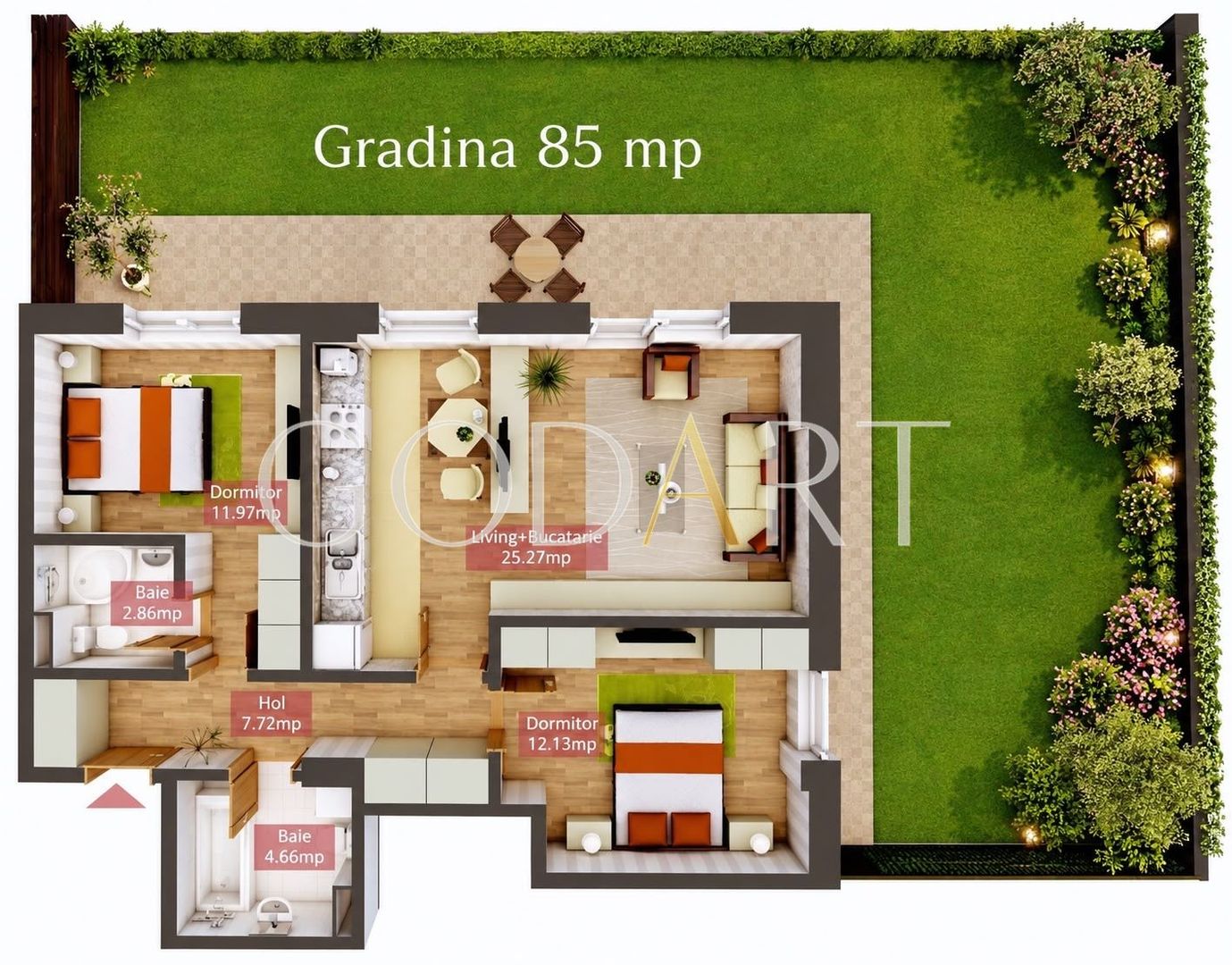 Apartament 3 camere | Curte | Mobilat Utilat LUX | Parcare - Schiță 26