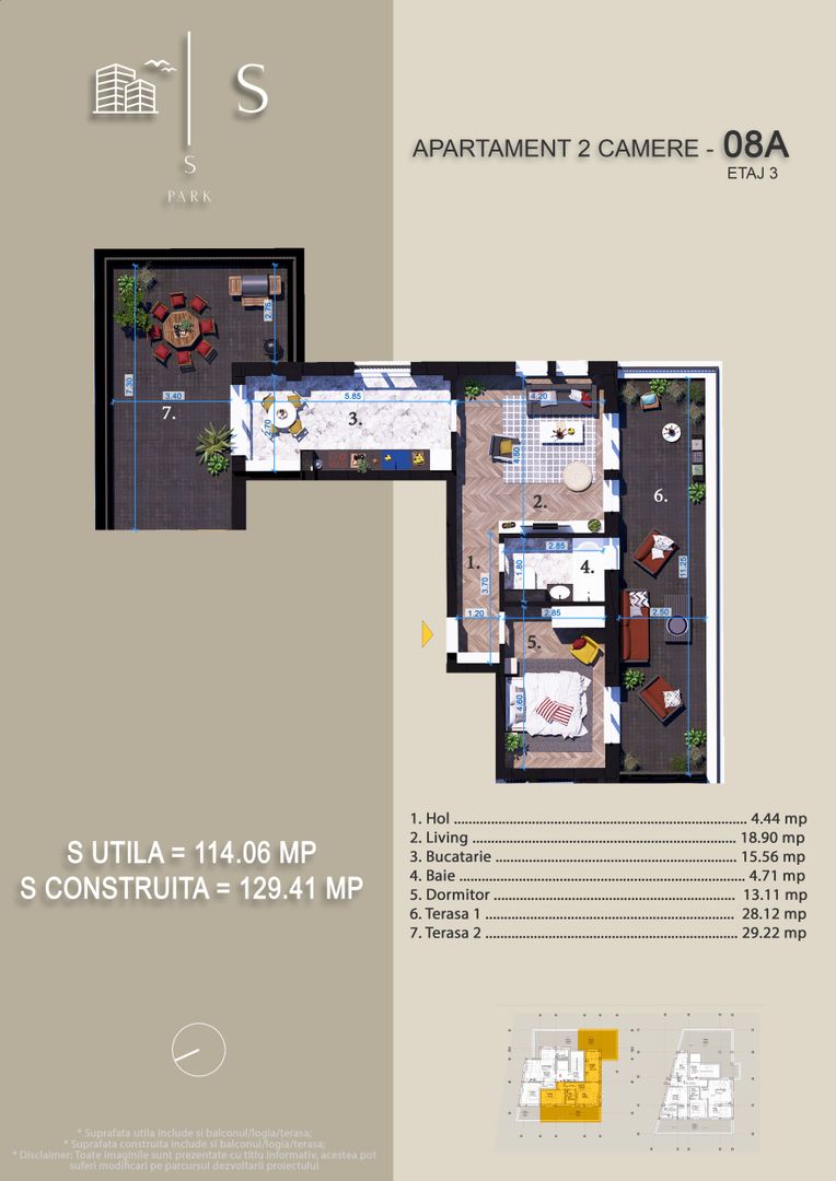 Apartament 2 camere cu TERASA,Fix la Parcul Teilor,Zona Titanul Nou - Poză 8