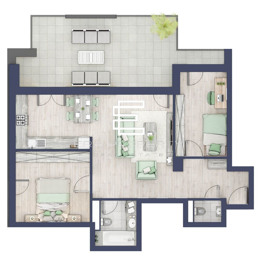 Apartament 3 camere | 66,5 mp, terasa 27mp  | Zona Alba Iulia – Sibiu - Schiță 13