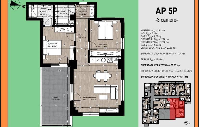 Apartament de vanzare cu 3 camere Otopeni - Poză 3