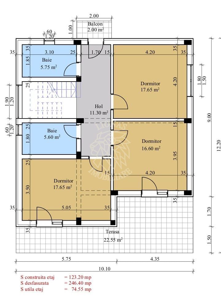Proiect Casa 5 camere+garaj la rosu 44 mp-teren 553mp-Holboca - Poză 5