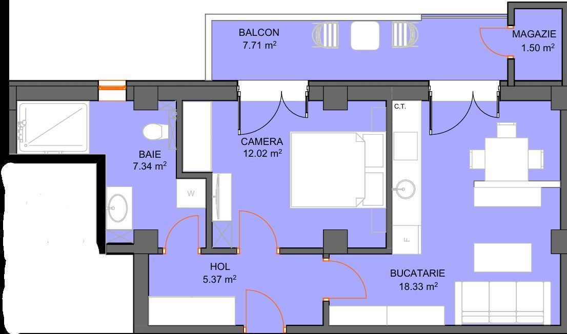 Apartament 2 dormitoare cu avans doar 5% - zona Doamna Stanca - Sibiu - Schiță 5