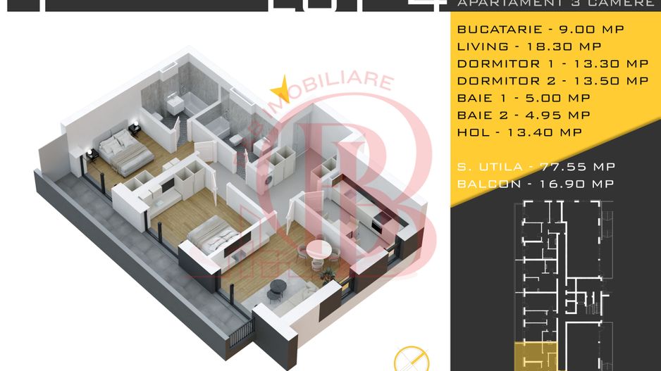 3 camere decomandat Titan Pallady  Metrou Nicolae Teclu - Schiță 11