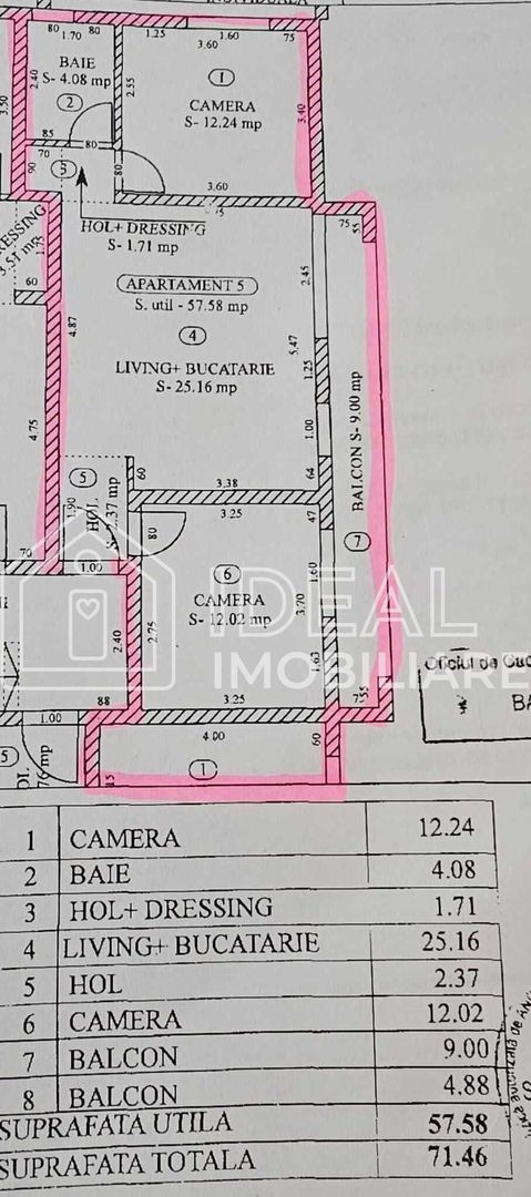 Apartament cu 3 camere si 2 balcoane, in Cartierul Arhitectilor - Schiță 9