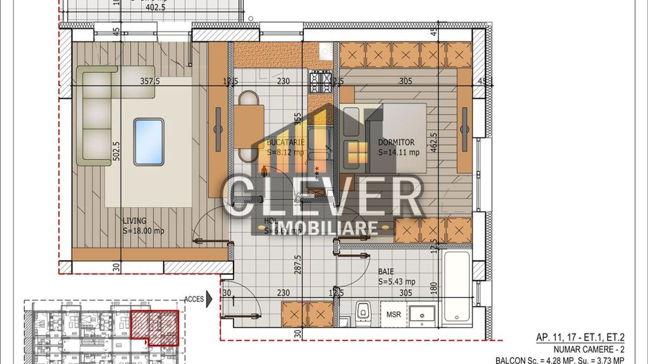Apartament 2 camere, mobilat, utilat si Parcare– Pallady, metrou Teclu - Schiță 9