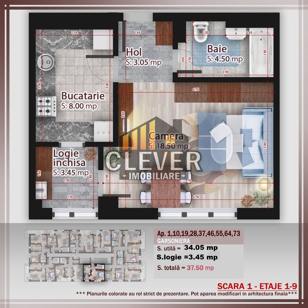 Garsonieră decomandată, Metrou Teclu 12 min, zona Pallady - Poză 3