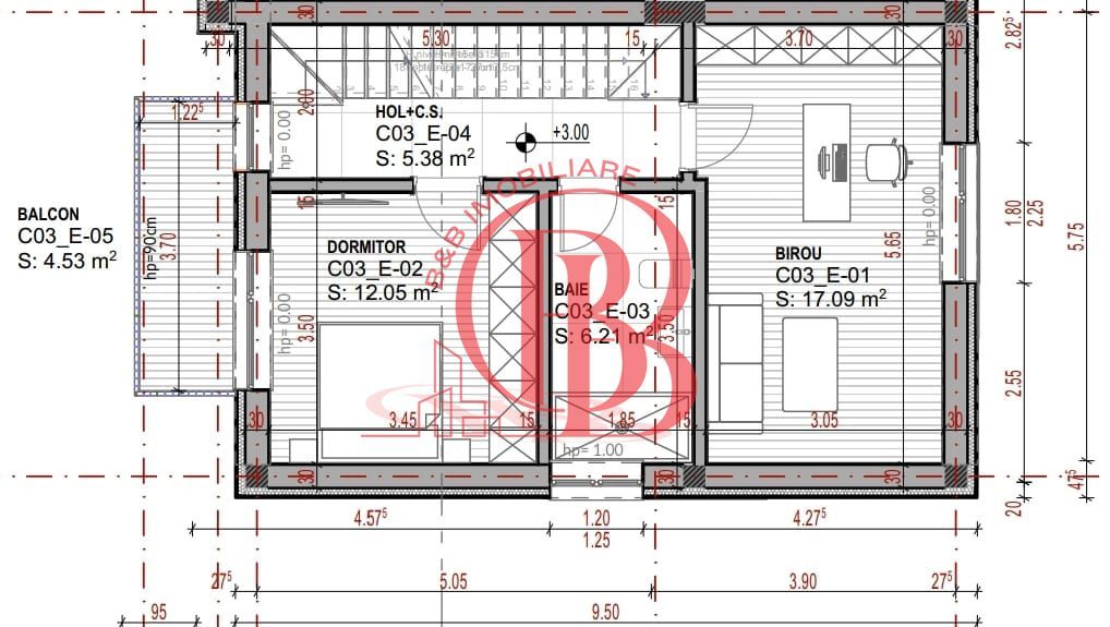 Vilă Triplex 4 Cam Arhitectură Modernă- Grădină Individuală -Panouri solare - Schiță 10