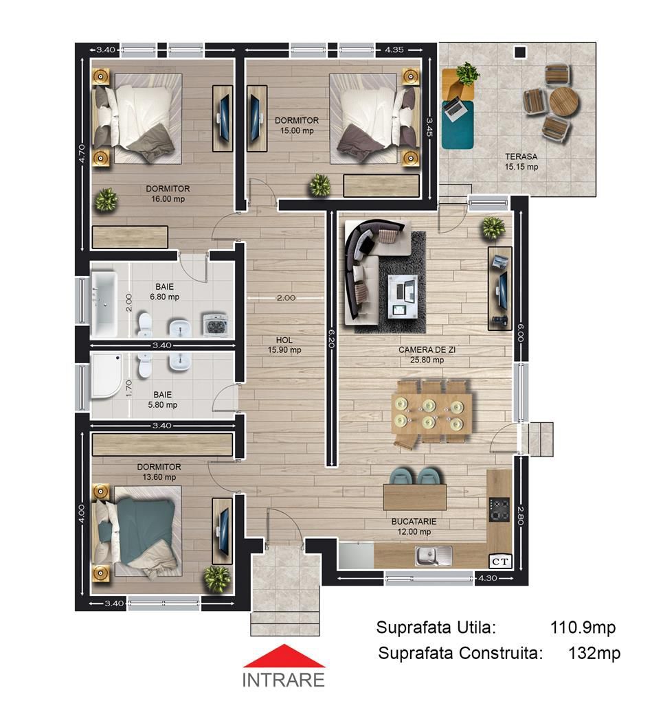 Casa 4 camere Cartier Izvor Tarlungeni Brasov - Schiță 8