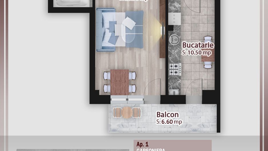 Garsoniera spatioasa -oferta lansare proiect Pallady - Schiță 1