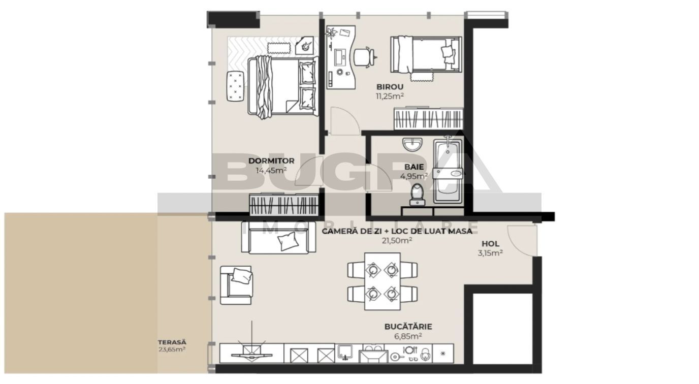 Apartament 3 camere, 62 mp, terasa 24 mp, zona autogara - Poză 1
