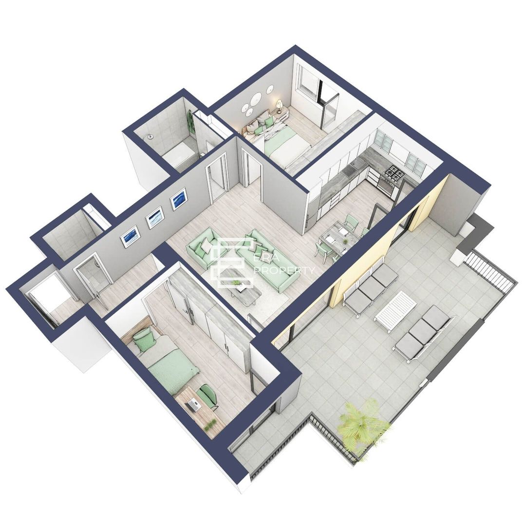 Apartament 3 camere | 66,5 mp, terasa 27mp  | Zona Alba Iulia – Sibiu - Schiță 14